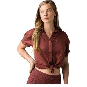Prana Women’s Ezra Top- Vino (Maroon red) color